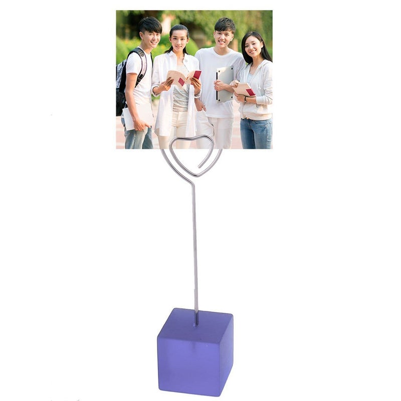 Xiaoyztan Purple Resin Cube Base Heart Shape Card Stand Holder Memo Clip Stand Holder Pack of 5 - Image 2